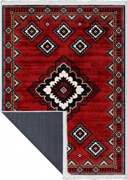 Makinede Yıkanabilen Leke Tutmaz Kolay Temizlenir Dokuma Taban Kumaş Üzerine Dijital Baskı Saçaklı Halı 180 x 280 cm