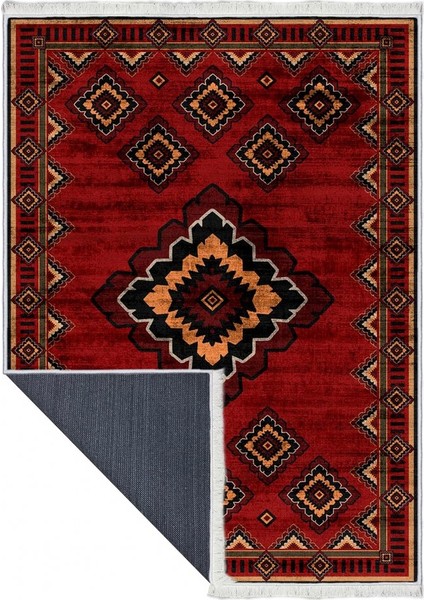 Makinede Yıkanabilen Leke Tutmaz Kolay Temizlenir Dokuma Taban Kumaş Üzerine Dijital Baskı Saçaklı Halı 100 x 200 cm