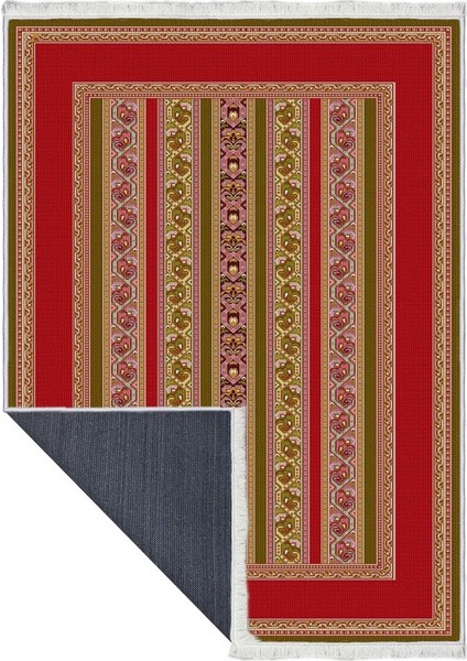 Makinede Yıkanabilen Leke Tutmaz Kolay Temizlenir Dokuma Taban Kumaş Üzerine Dijital Baskı Saçaklı Halı 80 x 140 cm