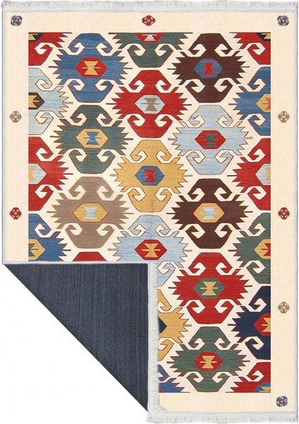 Makinede Yıkanabilen Leke Tutmaz Kolay Temizlenir Dokuma Taban Kumaş Üzerine Dijital Baskı Saçaklı Halı 80 x 200 cm