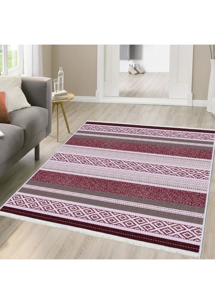 Makinede Yıkanabilen Leke Tutmaz Kolay Temizlenir Dokuma Taban Kumaş Üzerine Dijital Baskı Saçaklı Halı 80 x 140 cm