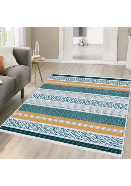 Makinede Yıkanabilir Oturma Odası Halısı Kaymaz Taban Halı 100 x 140 cm
