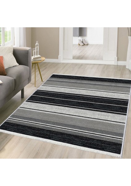 Makinede Yıkanabilen Leke Tutmaz Kolay Temizlenir Dokuma Taban Kumaş Üzerine Dijital Baskı Saçaklı Halı 100 x 140 cm