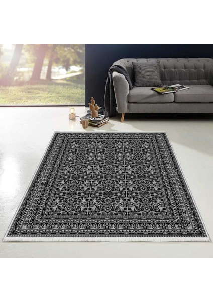 Makinede Yıkanabilen Leke Tutmaz Kolay Temizlenir Dokuma Taban Kumaş Üzerine Dijital Baskı Saçaklı Halı 100 x 200 cm