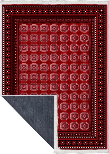 Makinede Yıkanabilen Leke Tutmaz Kolay Temizlenir Dokuma Taban Kumaş Üzerine Dijital Baskı Saçaklı Halı 80 x 140 cm