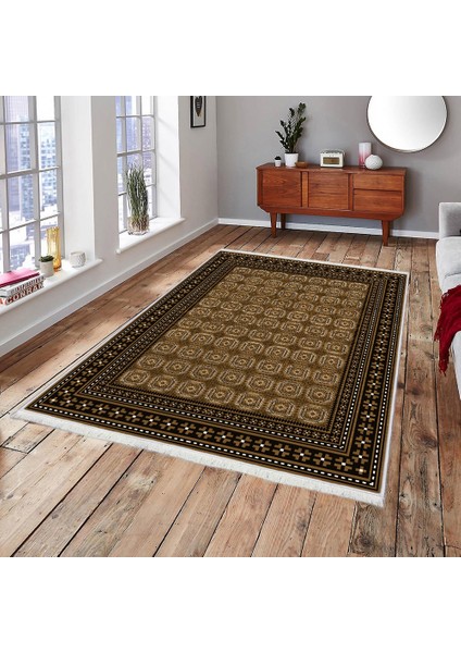 Makinede Yıkanabilen Leke Tutmaz Kolay Temizlenir Dokuma Taban Kumaş Üzerine Dijital Baskı Saçaklı Halı 160 x 230 cm