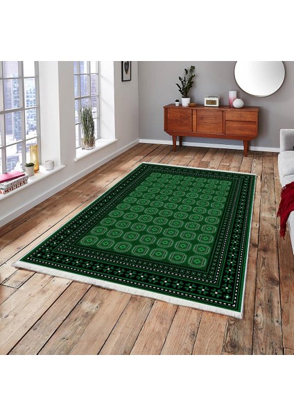 Makinede Yıkanabilen Leke Tutmaz Kolay Temizlenir Dokuma Taban Kumaş Üzerine Dijital Baskı Saçaklı Halı 160 x 230 cm
