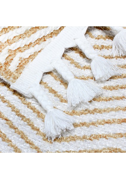 Moretti Trio Kabartmalı Gold Beyaz Zigzag Modern Halı modelleri