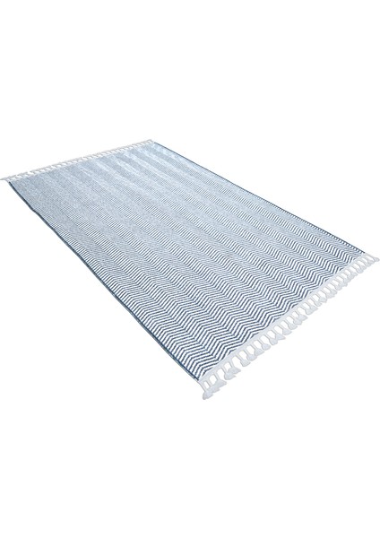 Moretti Trio Kabartmalı Mavi Beyaz Zigzag Modern Halı fiyatları