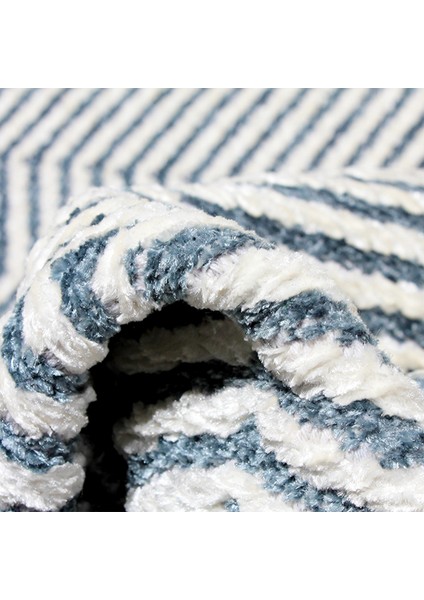 Moretti Trio Kabartmalı Mavi Beyaz Zigzag Modern Halı fırsatları