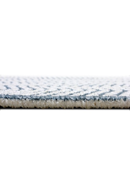 Moretti Trio Kabartmalı Mavi Beyaz Zigzag Modern Halı indirimleri