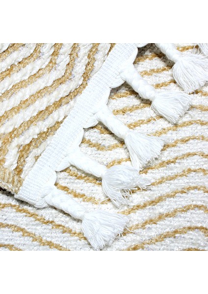 Moretti Trio Kabartmalı Bej Beyaz Zigzag Modern Halı modelleri