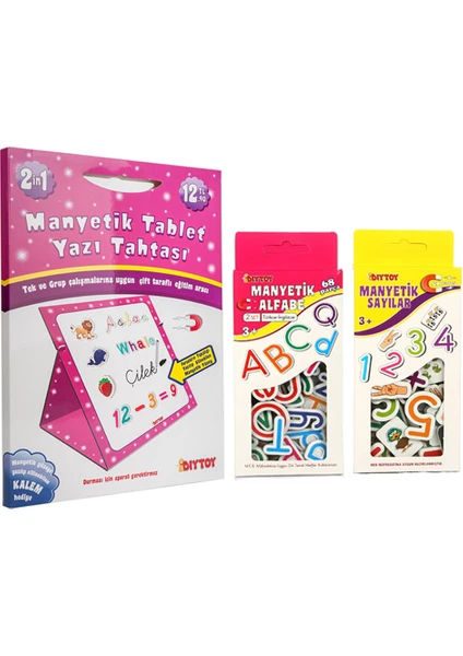 Diytoy, Manyetik Yazı Tahtası, Pembe, Manyetik Alfabe, Rakamlar