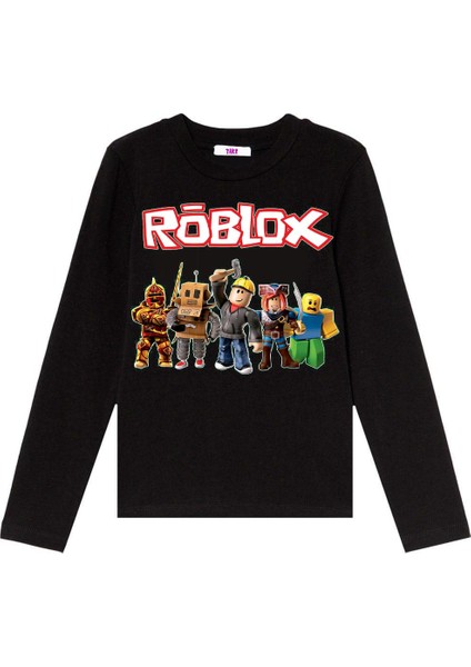 Roblox Uzun Kollu Çocuk Tişört Siyah