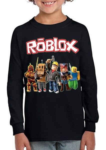 Roblox Uzun Kollu Çocuk Tişört Siyah