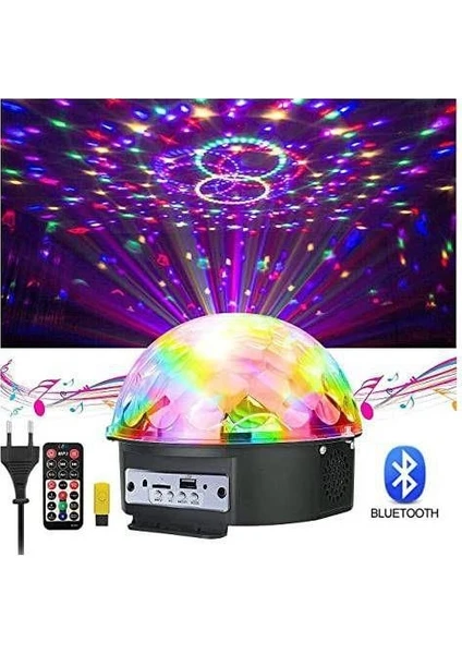 Bluetootlu LED Disko Topu Küre Işığı Usb+Sd Kart Girişli+Usb He