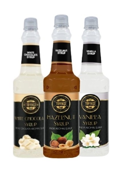 3lü Avantajlı Paket Beyaz Çikolata, Fındık ve Vanilya Şurup 3X750 ml