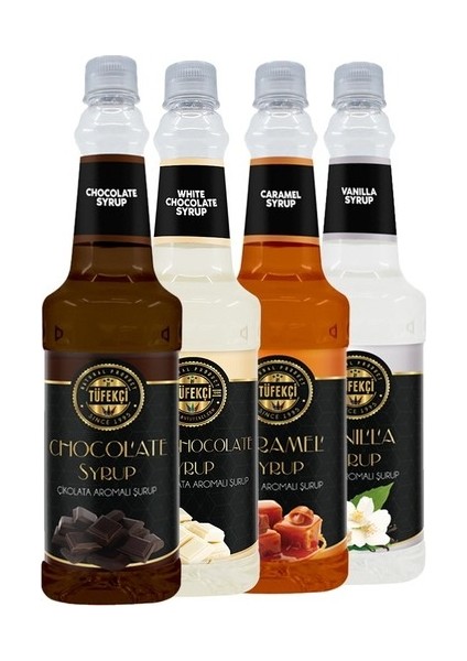 4lü Avantajlı Paket Çikolata, Vanilya, Karamel ve Beyaz Çikolata Şurup 4X750 ml
