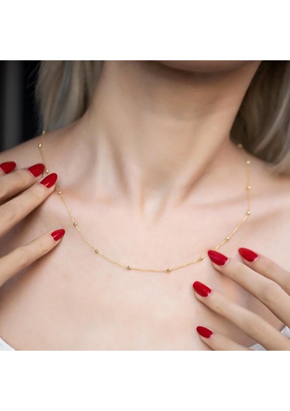 Gold Küçük Toplu Uzun Kolye