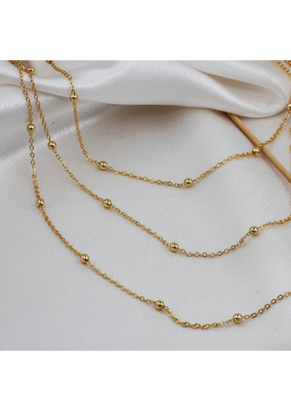 Üç Boy Sıralı Top Boncuklu Kombin Kolye modelleri