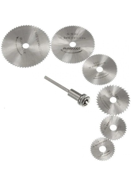 Buffer Metal 6 Parça Mini Matkap Ucu Ahşap Kesme Yuvarlak Çelik Bıçak Disk Testere Seti Kiti