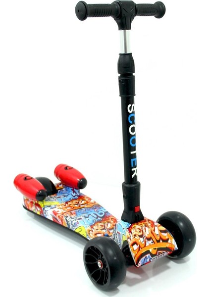 Duman Püskürten Müzikli ve LED Işıklı, Şarjlı - Katlanır Grafiti Desen Rocket Scooter fırsatları
