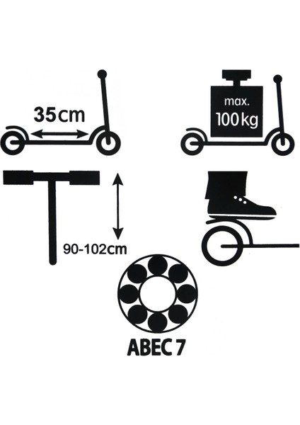 Büyük Teker, Katlanır Gövde, Metal Yetişkin Scooter