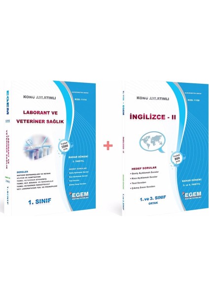 Laborant ve Veteriner Sağlık 1. Sınıf 2. Yarıyıl Konu Anlatımlı Çözümlü Soru Bankası Tüm Dersler