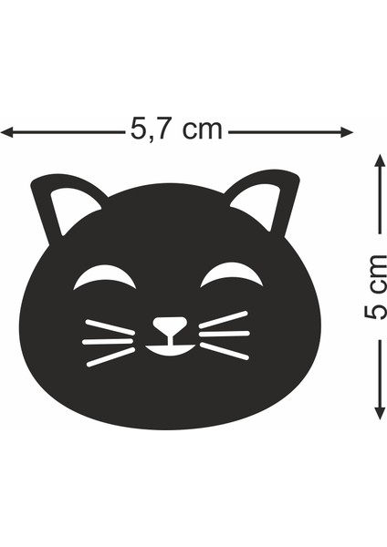 Mat Beyaz Sevimli Kedi Duvar Sticker 50 Adet