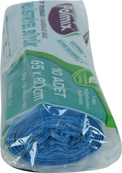 Çöp Torbası Büyük Boy 65X80CM 150GR 30MIKRON 50LT Mavi Rulo 10 Adet