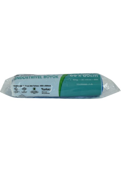 Çöp Torbası Büyük Boy 65X80CM 150GR 30MIKRON 50LT Mavi Rulo 10 Adet