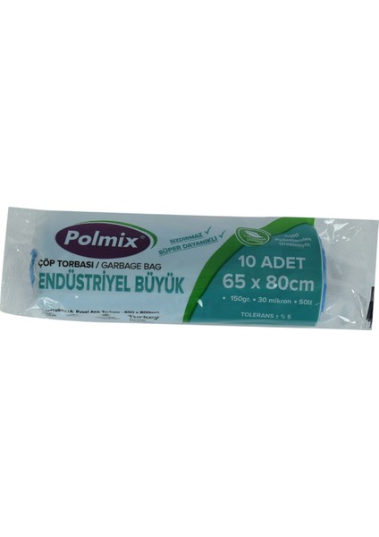 Çöp Torbası Büyük Boy 65X80CM 150GR 30MIKRON 50LT Mavi Rulo 10 Adet