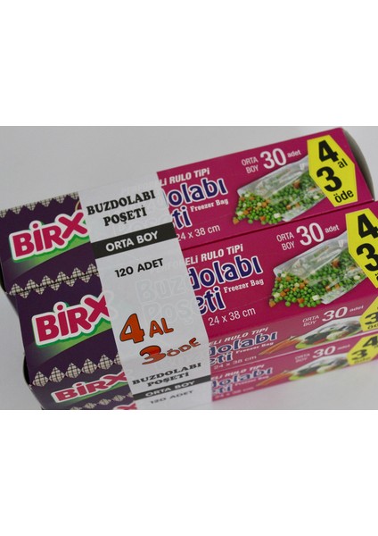 Bırx - 30'lu 4 Paket Ortaboy 24X38 cm 4 Al 3 Öde