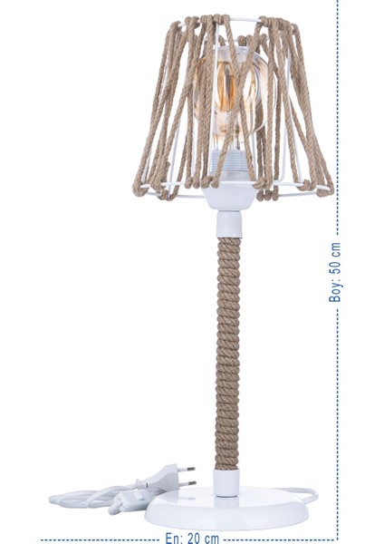 Elis Lüx Halatlı Masa Lambası (Beyaz)