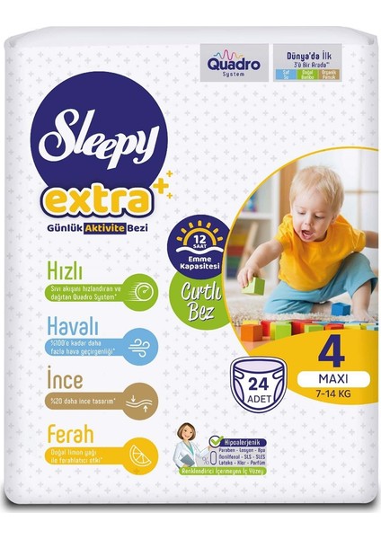 Extra Günlük Aktivite Bezi 4 Numara Maxi 24'lü fiyatları