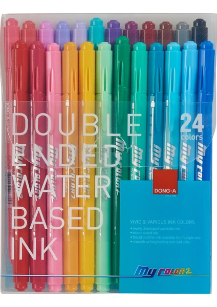 Dong-A My Color 2 Çift Taraflı Keçeli 24 Renk Set