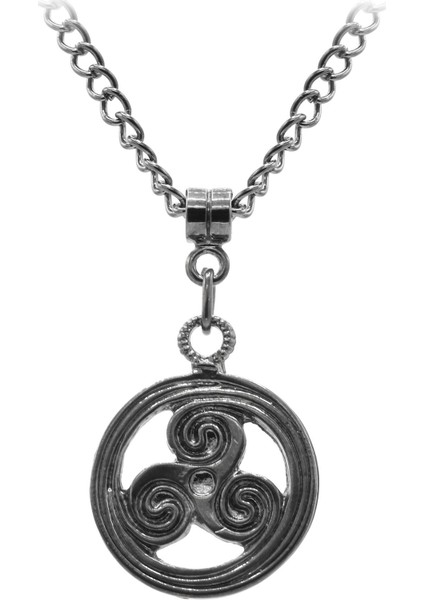 Erkek Metalik Antrasit Lak Kaplama Triskelion Simge Uçlu Kolye