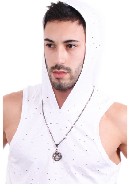 Erkek Metalik Antrasit Lak Kaplama Triskelion Simge Uçlu Kolye