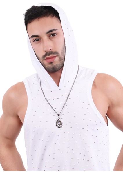 Erkek Metalik Antrasit Lak Kaplama Ninja Baltası Simge Uçlu Kolye