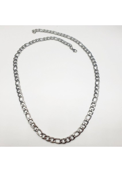 Gümüş Renk Kalın Çelik Zincir Kolye