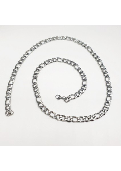 Gümüş Renk Kalın Çelik Zincir Kolye fiyatları