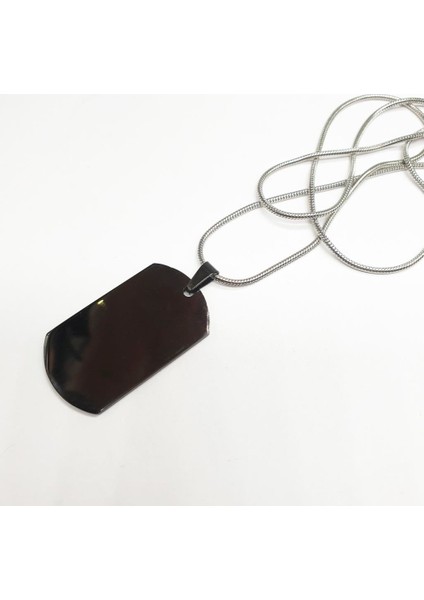 Siyah Renk Askeri Armalı Gümüş Renk Erkek Kolye