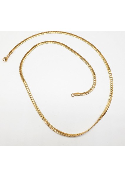 Altın Renk Çizgili Çelik Zincir Kolye fiyatları