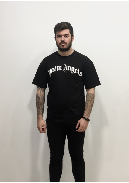 Amor Man Palm Angels Sırt Göğüs Baskılı Pamuk Bol Kesim Oversize Erkek Tşört