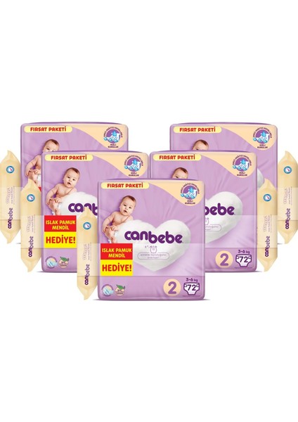 Bebek Bezi Beden:2 (3-6kg) Mini 360 Adet Mega Fırsat Paket+Mendil