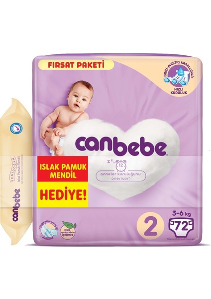 Bebek Bezi Beden:2 (3-6kg) Mini 360 Adet Mega Fırsat Paket+Mendil