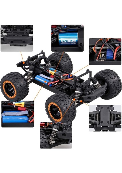 Haıboxıng 1/16TH Scale 4WD Brushless Truck Uzaktan Kumandalı Araba Rtr (Turuncu) + 1000 Mah 7.4V 2s 30C Lipo Batarya