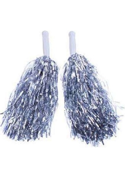 Gösteri Ponpon 2'li Set Metalik Gümüş