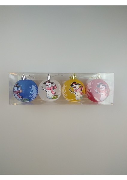 Yılbaşı Top Kardan Adam 4'lü Mavi-Beyaz-Sarı-Kırmızı fiyatları