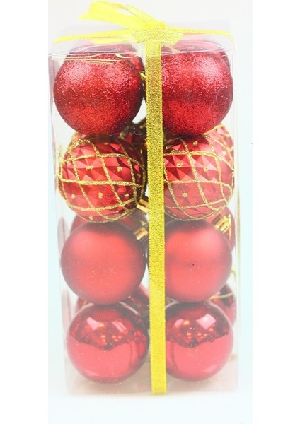 Yılbaşı Kırmızı Top Ağaç Süsü 16'lı